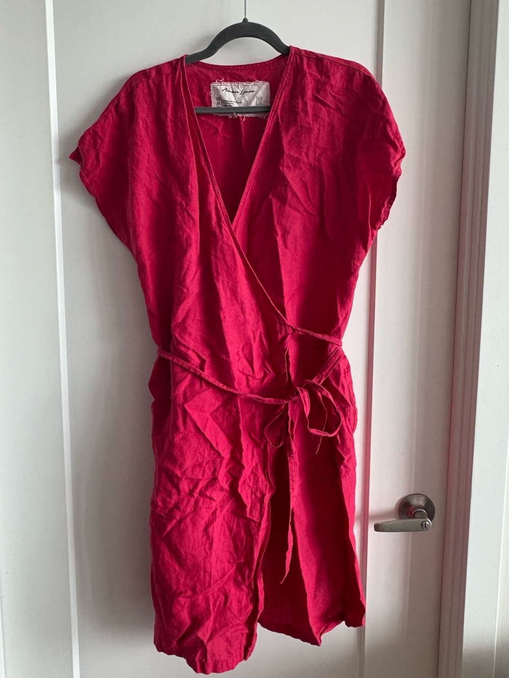 🆕 pics: Linen Wrap Dress Olivia - Viva Magenta Size 12 / 14 (L)